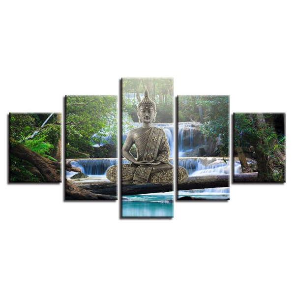 Tableau Bouddha<br> méditation et cascade - [variant_title]