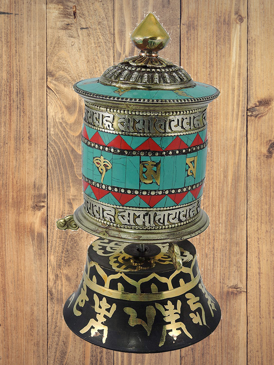 Moulin à prière<br> Bouddhiste turquoise
