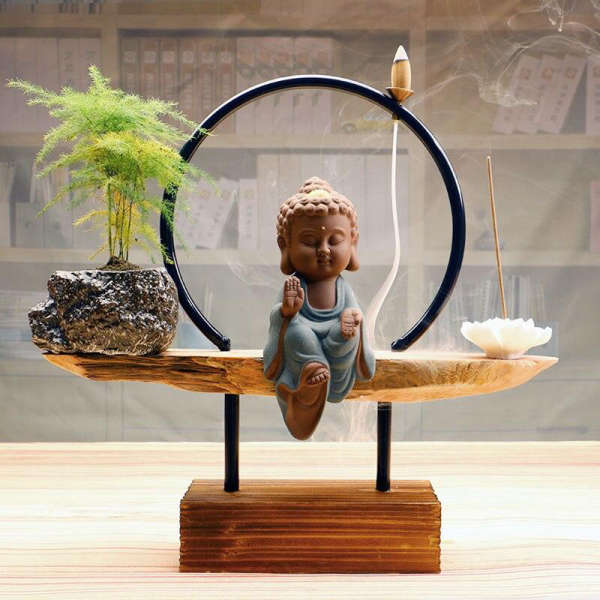 Porte Encens Bouddha<br> Caricature Bouddha Protecteur - Bleu