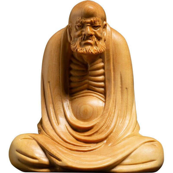 Statue Bouddha<br> Bodhidharma assis bois naturel - [variant_title]