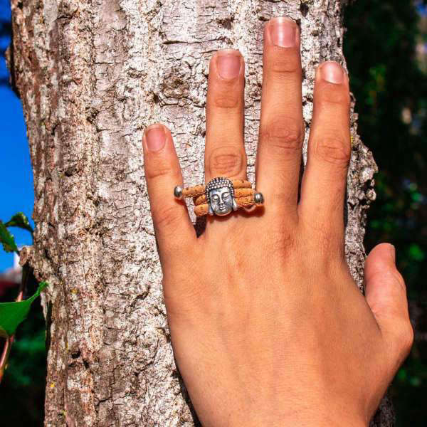 Bague Bouddha<br> Tête du Bouddha liège naturel - [variant_title]