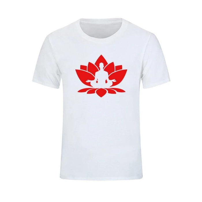 T-shirt Bouddha<br> Fleur de Lotus méditation - Blanc / S
