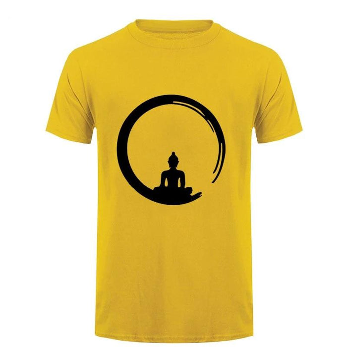 T-shirt Bouddha Homme<br> Bouddha méditation design - Jaune / S