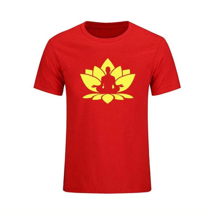 T-shirt Bouddha<br> Fleur de Lotus méditation - Rouge / S
