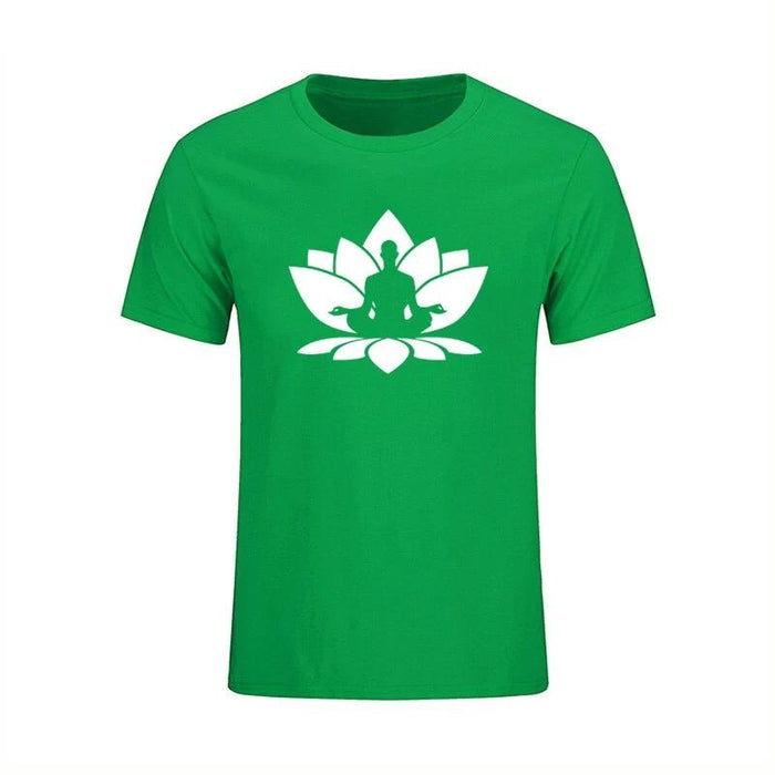T-shirt Bouddha<br> Fleur de Lotus méditation - Vert / S