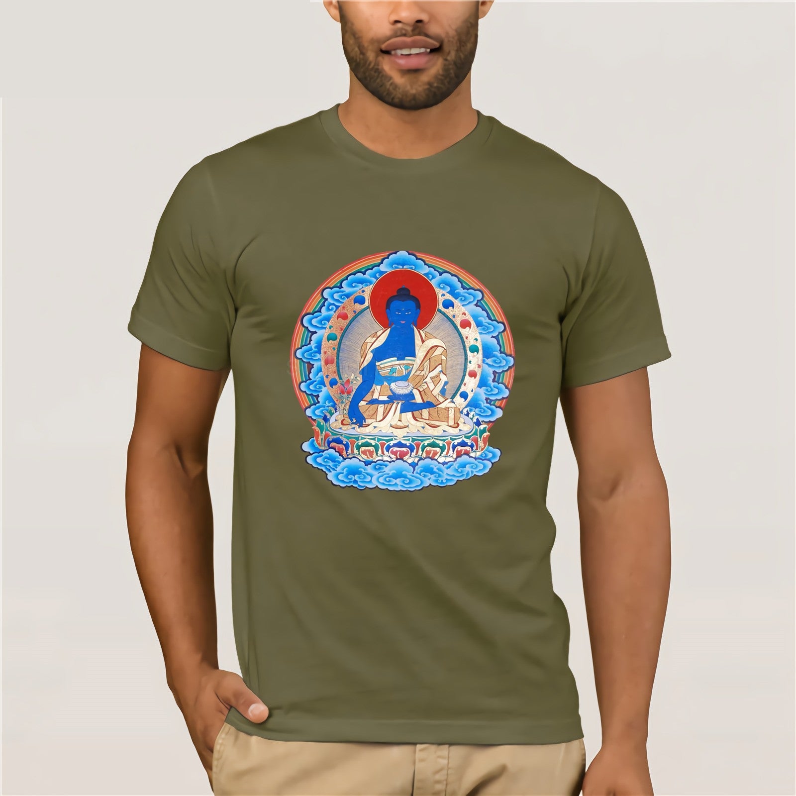 T-shirt Bouddha Homme<br> Bouddha de médecine - Vert / S