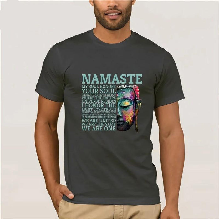 T-shirt Bouddha Homme<br> NAMASTE - Gris foncé / S