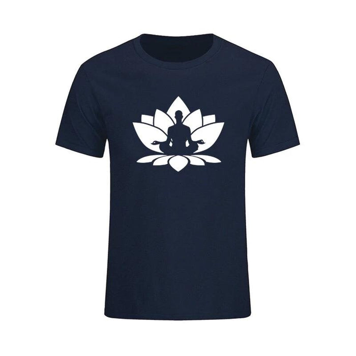 T-shirt Bouddha<br> Fleur de Lotus méditation - Bleu nuit / S