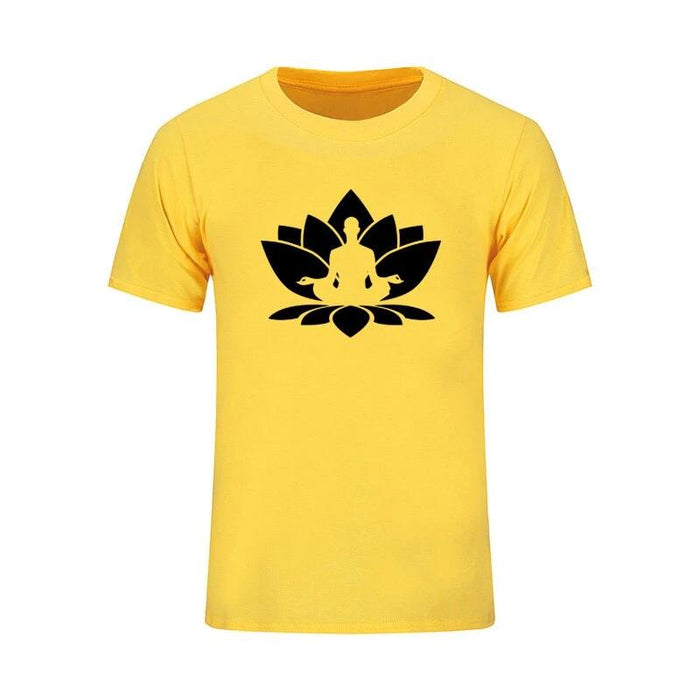 T-shirt Bouddha<br> Fleur de Lotus méditation - Jaune / S