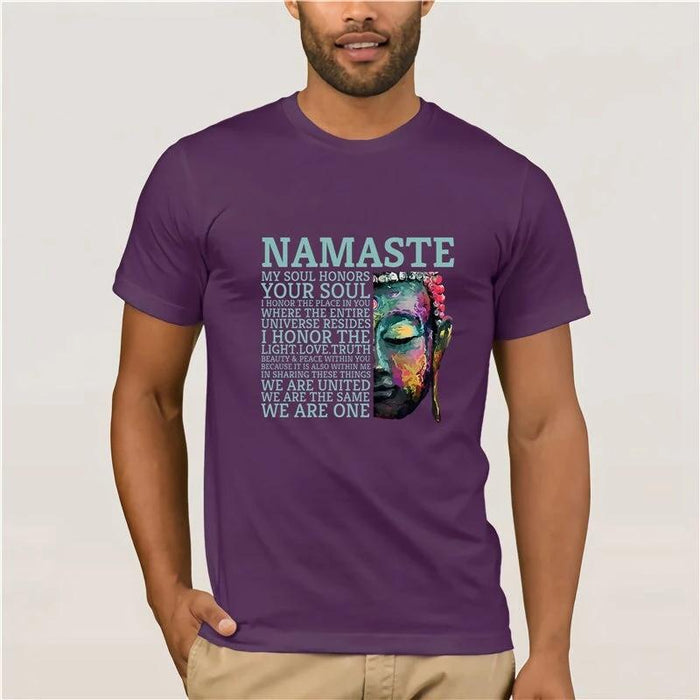 T-shirt Bouddha Homme<br> NAMASTE - Violet / S