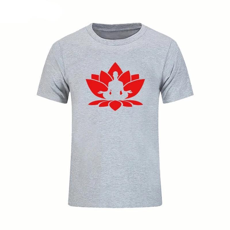 T-shirt Bouddha<br> Fleur de Lotus méditation - Gris / S