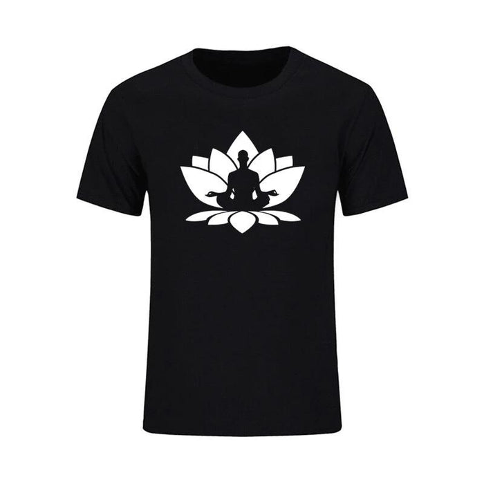 T-shirt Bouddha<br> Fleur de Lotus méditation - Noir / S