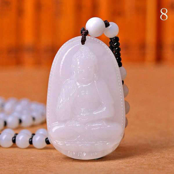Pendentif Bouddha<br> Jade Blanc Guérisseur - 8