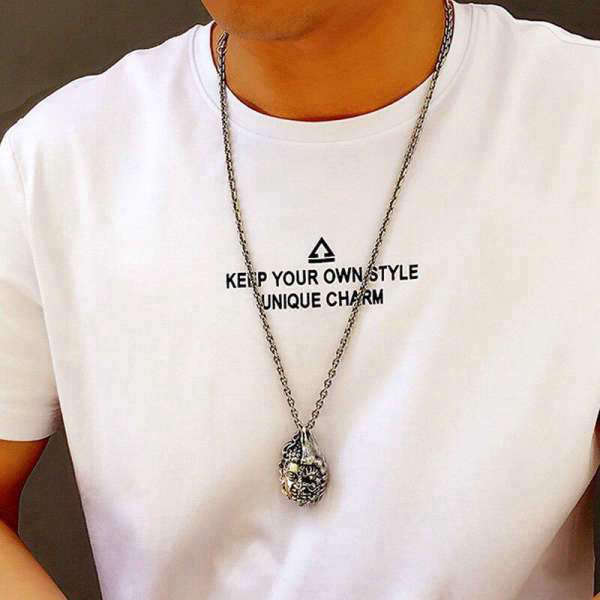 Pendentif Bouddha argent massif<br> Visage du Bouddha et du Diable - [variant_title]