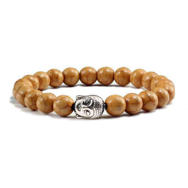 Bracelet Bouddha<br> Turquoise naturelle - Café Argent