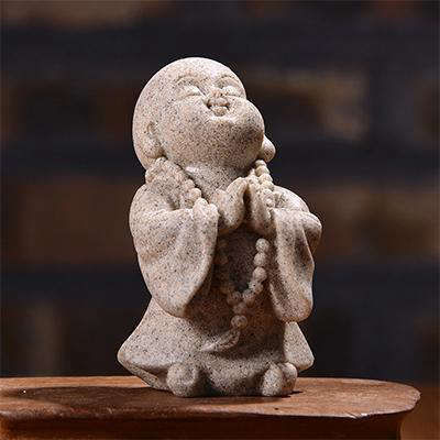 Statue Bouddha<br> Bouddha rieur prière - Pierre