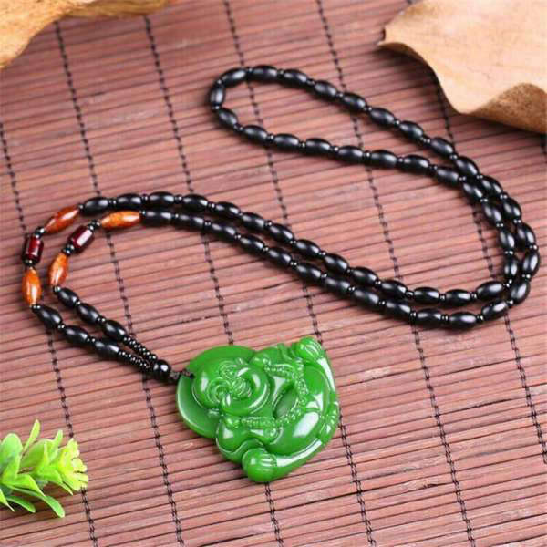 Pendentif Bouddha<br> Jade naturelle Bouddha Rieur - [variant_title]