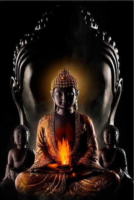Tableau Bouddha<br> Flamme intérieur - 20x30cm