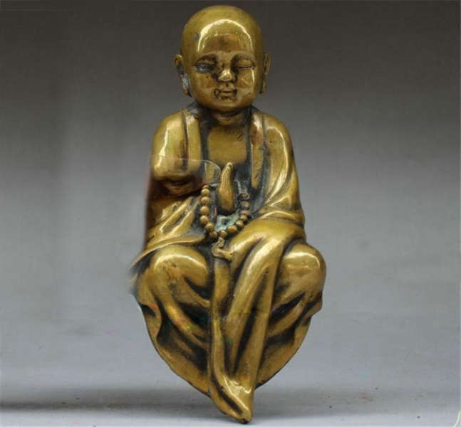 Statue Bouddha<br> Moine Bouddhiste assis Cuivre - [variant_title]