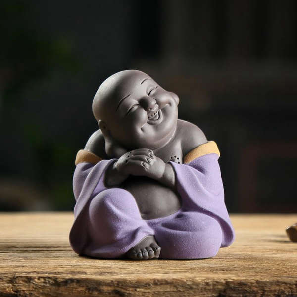 Statue Bouddha rieur<br> Violet ou Bleu - Violet
