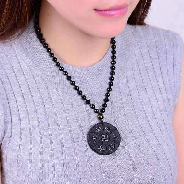 Pendentif Bouddha<br> Obsidienne Svastika Bouddhiste - [variant_title]