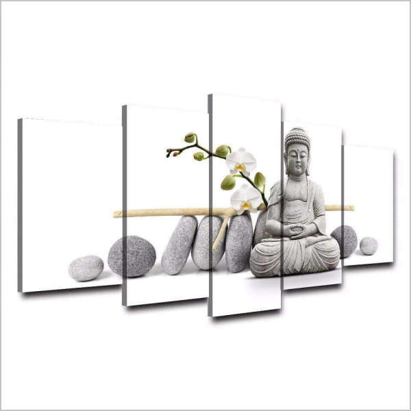 Tableau Bouddha<br> Statue Bouddha méditation Orchidée Blanche - [variant_title]