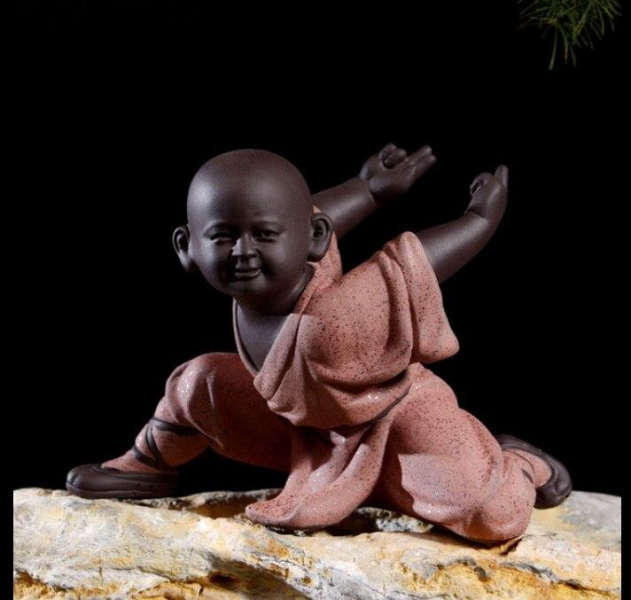 Statue Bouddha Kung Fu<br> Moine Bouddhiste - Rouge