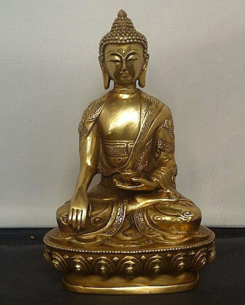 Statue Bouddha assis<br> appel à la terre en bronze - [variant_title]