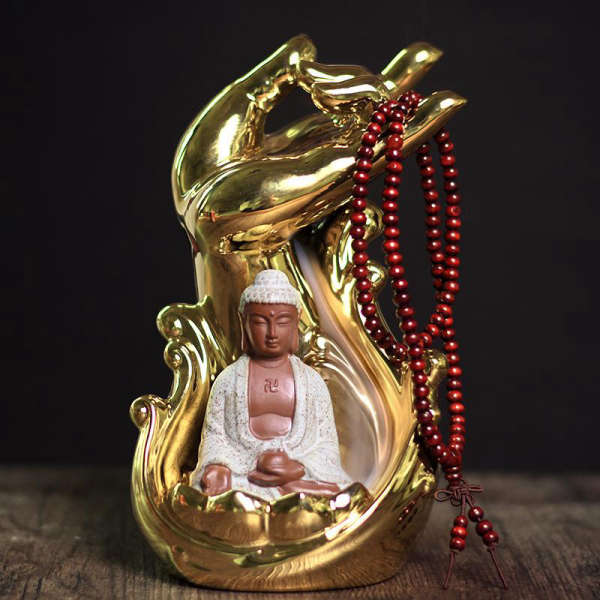 Porte Encens Main de Bouddha d'orée | Univers Bouddha