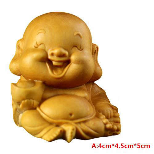 Statue Bouddha rieur<br> caricature bois - [variant_title]