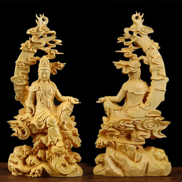 Statue Bouddha bois fait main - [variant_title]