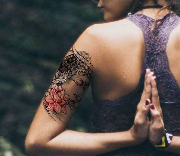 Tatouage Bouddha<br> Fleur de Lotus Rose - [variant_title]