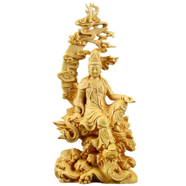 Statue Bouddha bois fait main - [variant_title]