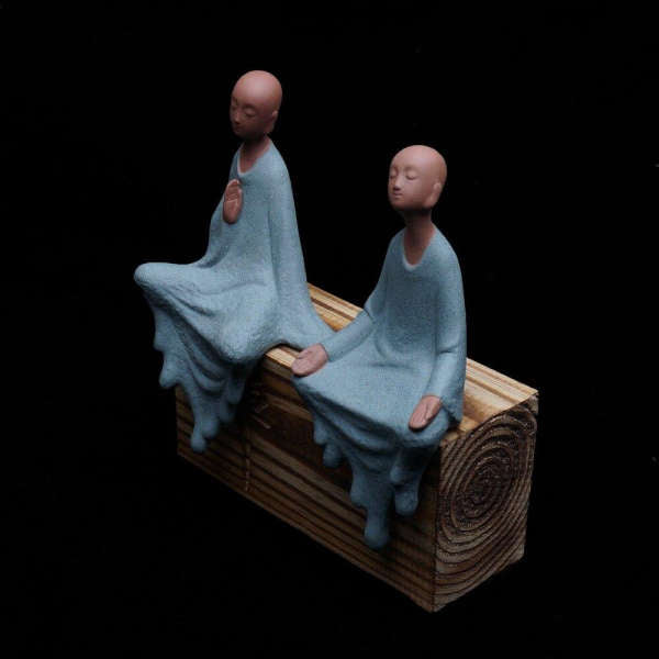 Statue Bouddha<br> moine Bouddhiste rebord étagère - [variant_title]