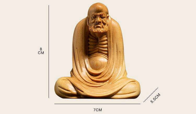 Statue Bouddha<br> Bodhidharma assis bois naturel - [variant_title]