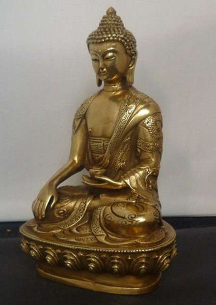 Statue Bouddha assis<br> appel à la terre en bronze - [variant_title]