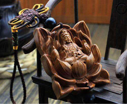 Pendentif Bouddha<br> Lotus Guanyin en Bois - [variant_title]