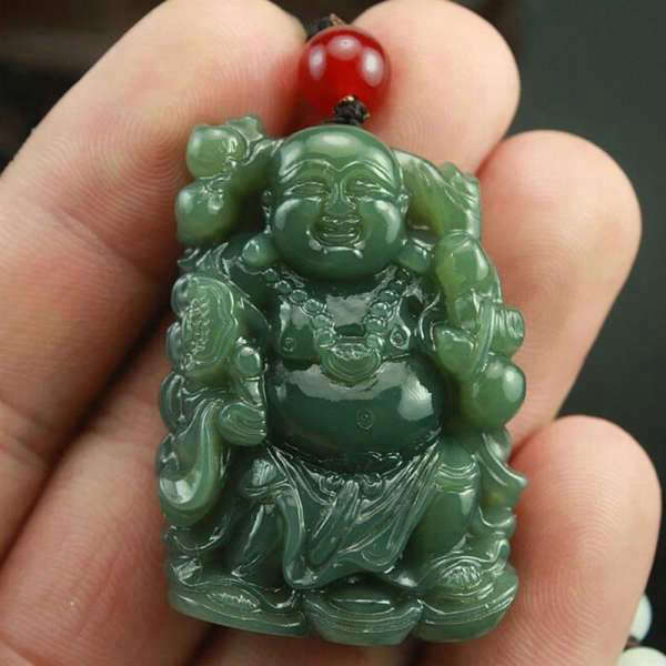 Pendentif Bouddha<br> Pierre de Jade Bouddha Rieur - [variant_title]