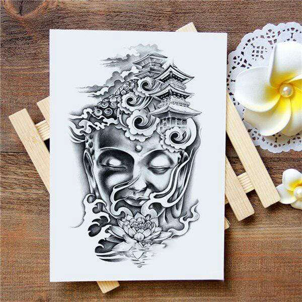 Tatouage Bouddha<br> Temple Fleur de Lotus - [variant_title]
