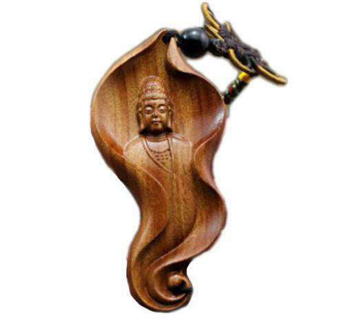 Pendentif Bouddha<br> Feuille Guanyin en Bois - [variant_title]