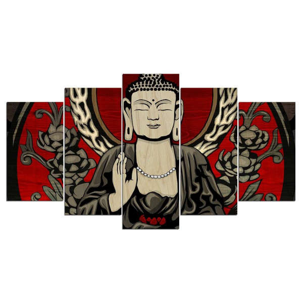 Tableau Bouddha<br> dessiné Manga noir et rouge - [variant_title]