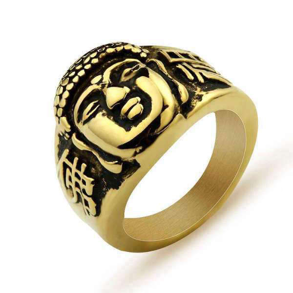 Bague Bouddha<br> Visage du Bouddha gravé - 7 / Or