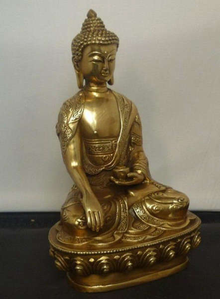 Statue Bouddha assis<br> appel à la terre en bronze - [variant_title]
