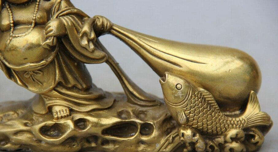 Statue Bouddha rieur<br> dorée laiton - [variant_title]