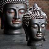 Statue Bouddha<br> buste Shakyamuni argile noir - [variant_title]