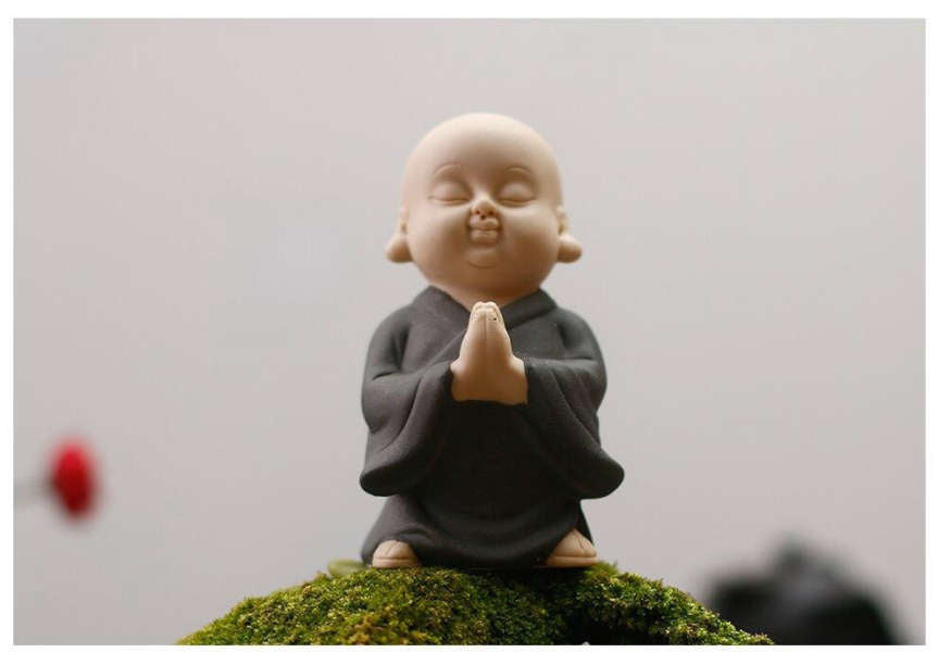 Statue Bouddha rieur<br> Caricature coloré - Gris