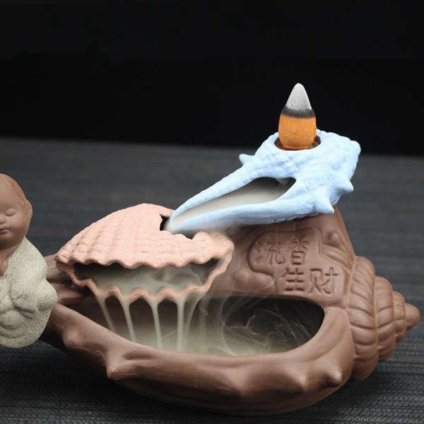 Porte Encens Bouddha méditation coquillage | Univers Bouddha