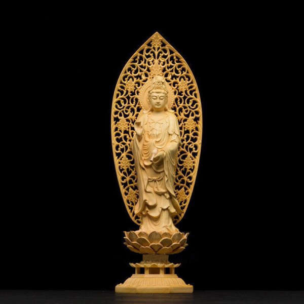 Statue Bouddha<br> AMITABHA debout bois - Avalokiteśvara