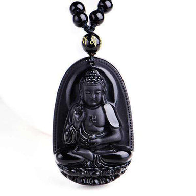 Pendentif Bouddha<br> Obsidienne noire - 2