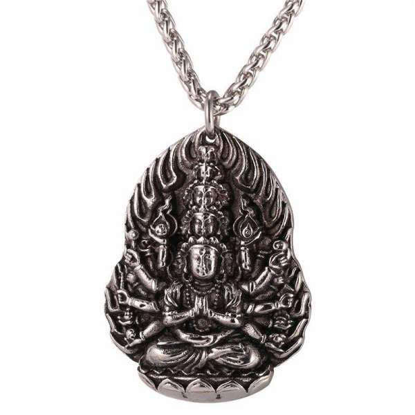 Pendentif Bouddha<br> Avalokitesvara méditation - Argent